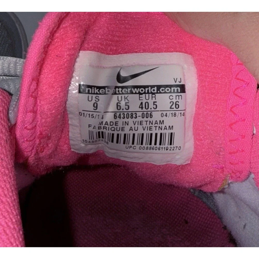 Nike Womens Sneakers Training Size 9 Pink Gray White Lace Up Run Mountain Hiking